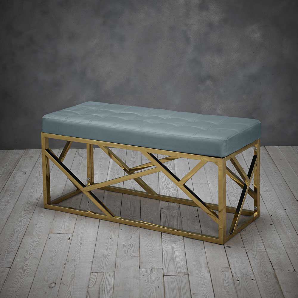 Renata 2 Seater Green and Gold Dining Bench Image 5