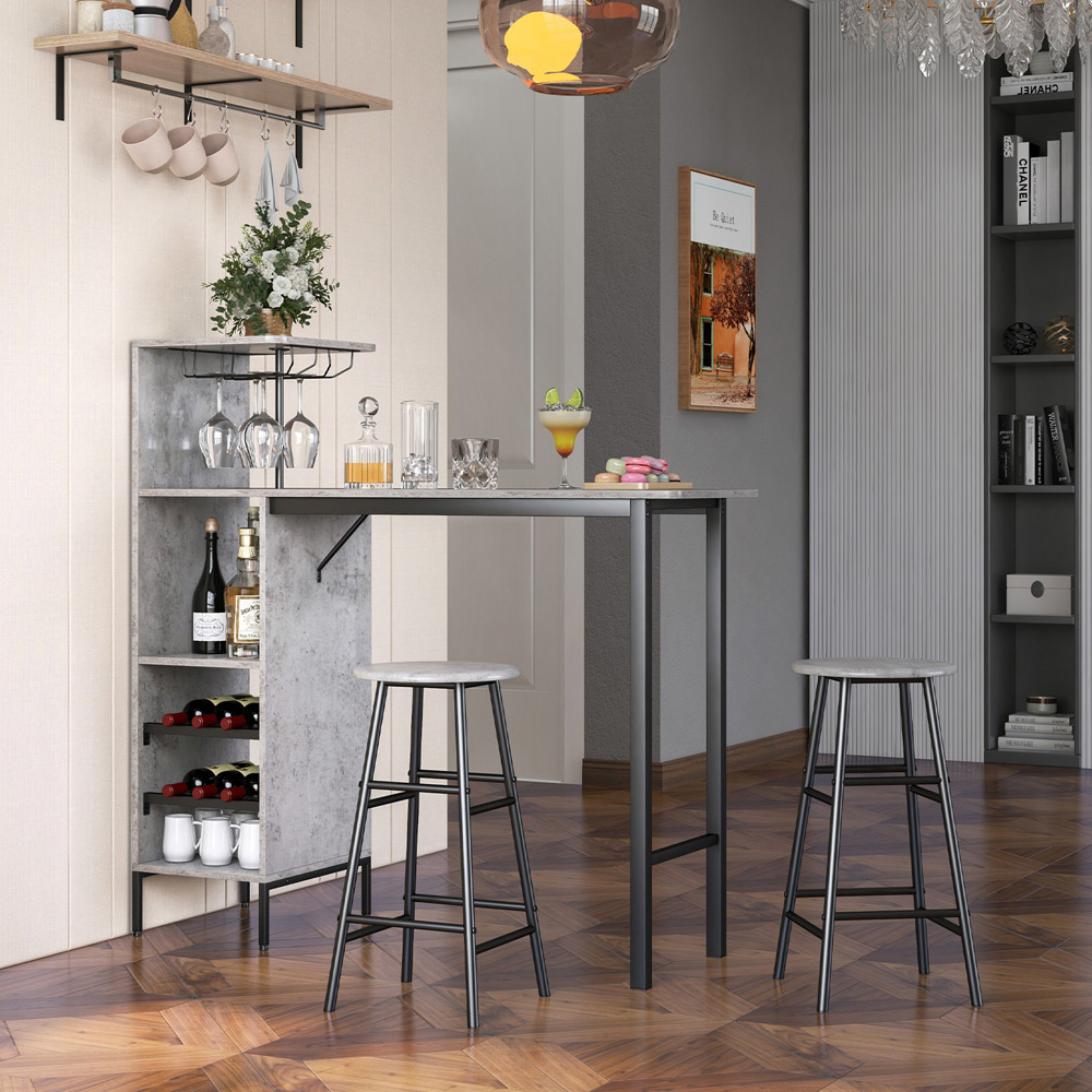 Costway 2 Seater Counter Height Dining Set Grey Image 3