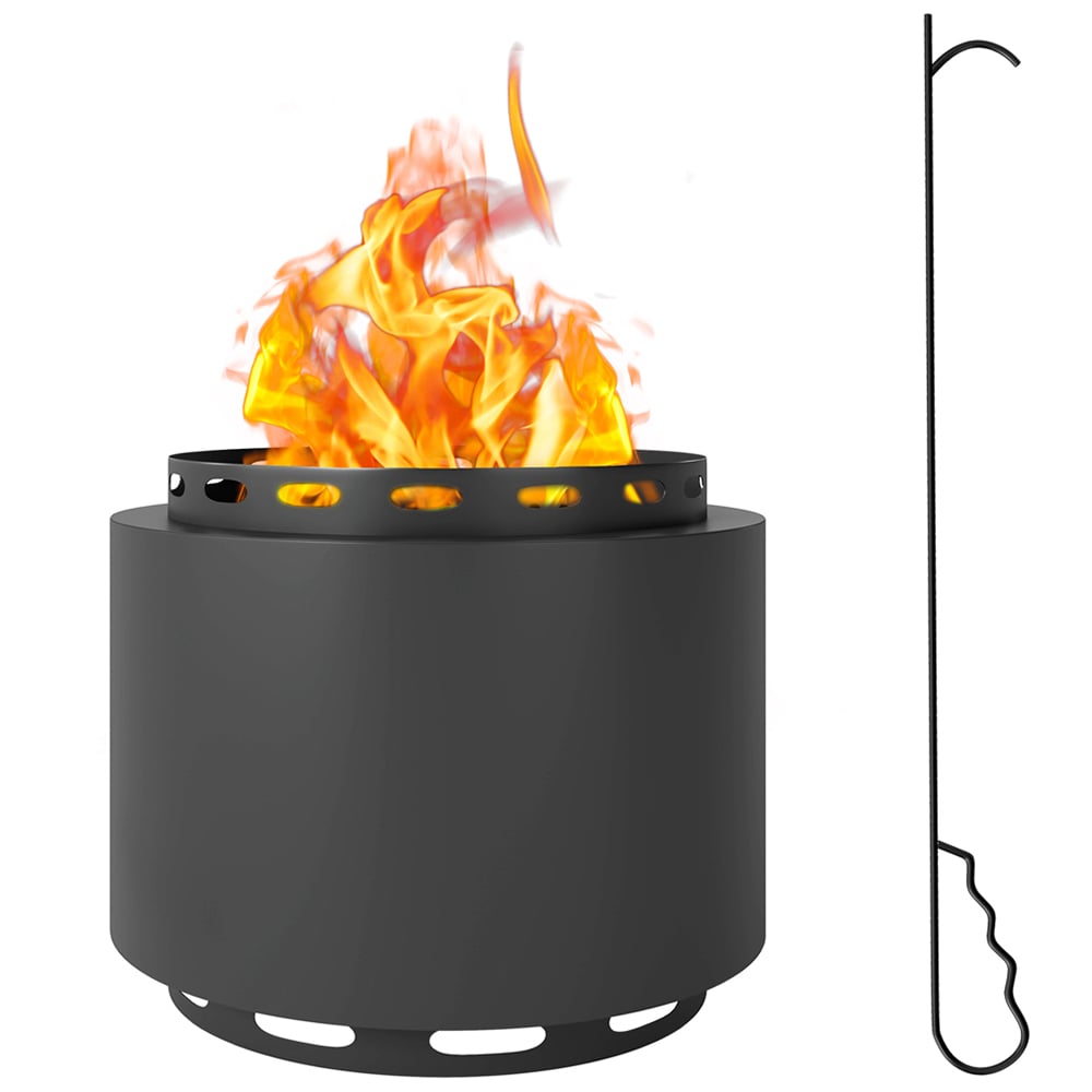 Outsunny Dark Grey Smokeless Wood Burning Metal Firepit Image 1