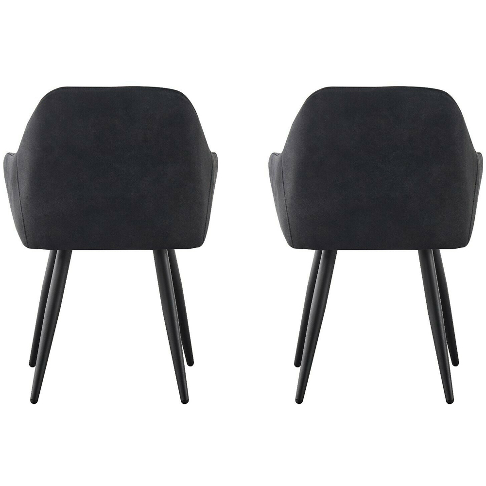 Adrian Set of 2 Black Suede Faux Leather Dining Chairs Image 5