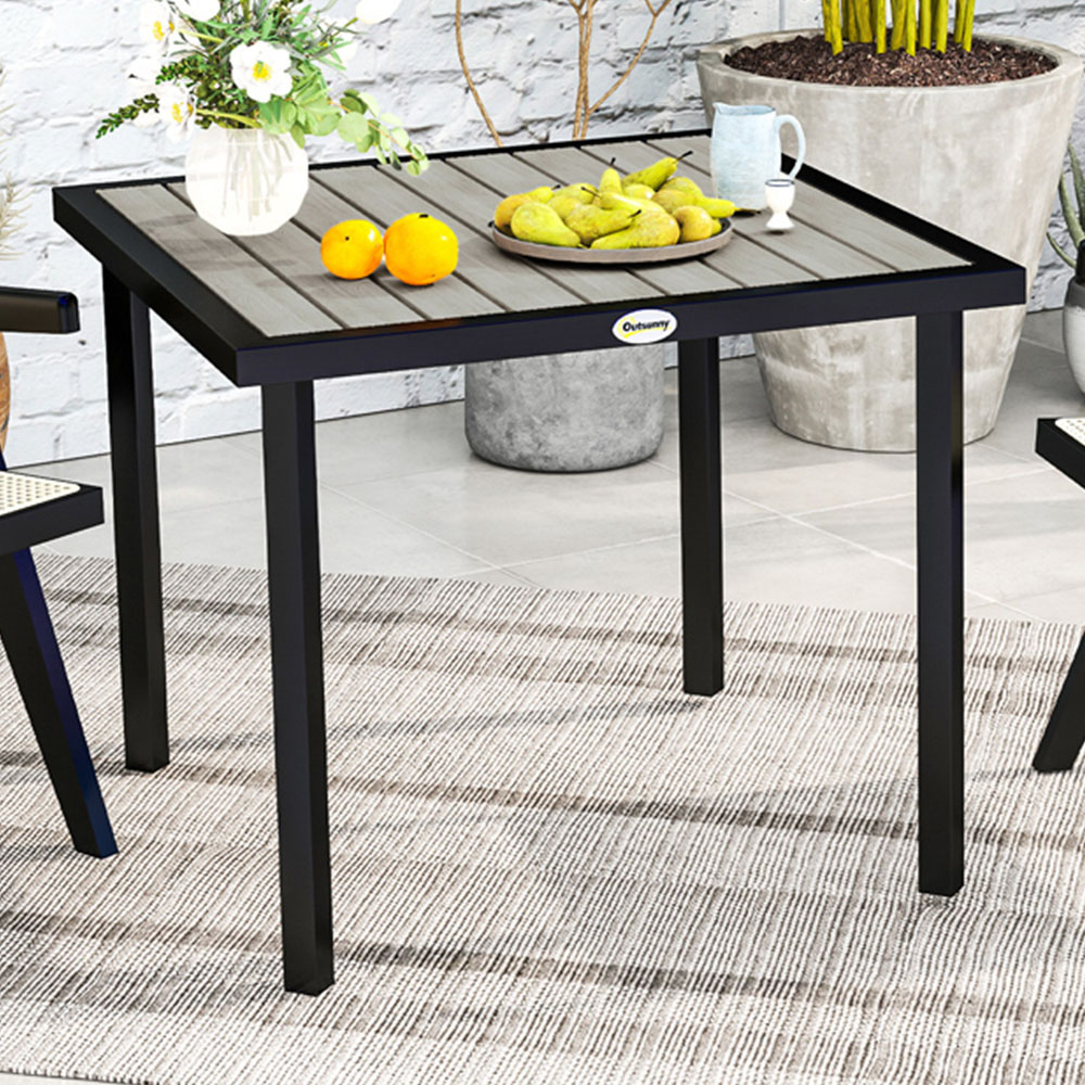 Outsunny 4 Seater Garden Table with Parasol Hole Light Grey Image 1