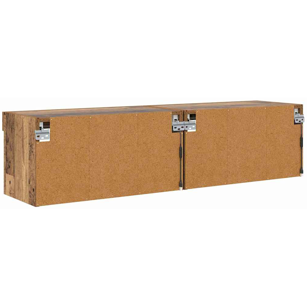 vidaXL Single Shelf Old Wood Wall Mounted Wide TV Cabinet with LED Light 2 Pack Image 9