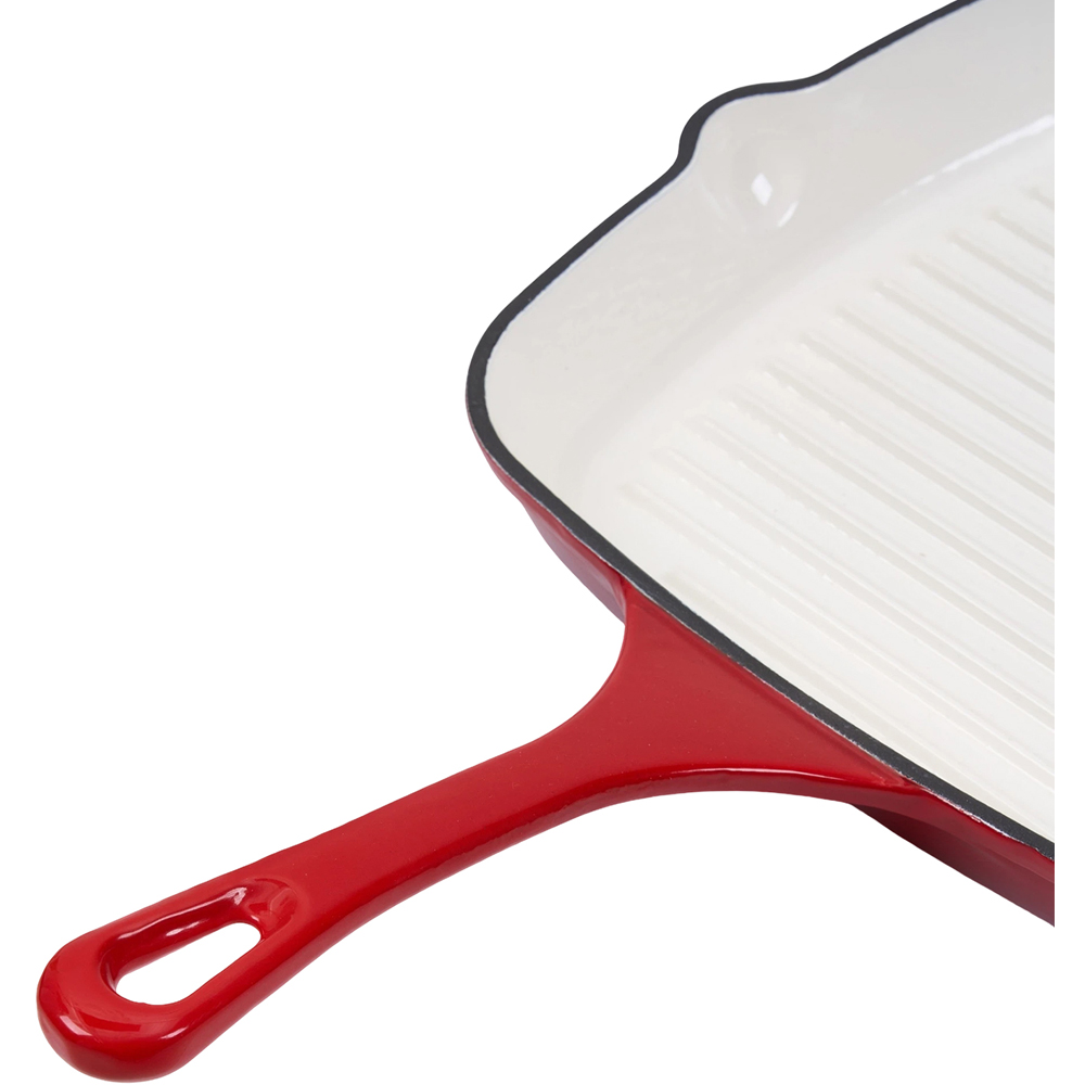 Living and Home 49 x 29cm Gradient Red Enamelled Cast Iron Square Grill Pan Image 6