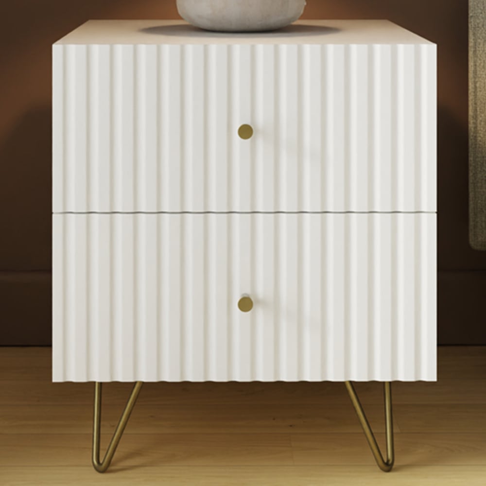GFW Thalia 2 Drawer White Bedside Table Image 1