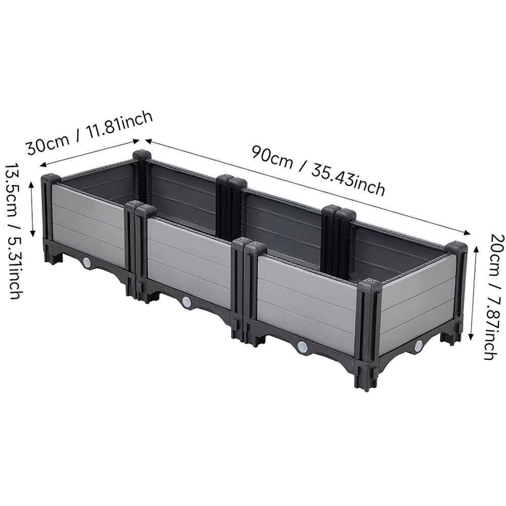 Living and Home Grey and Black Plastic Raised Garden Bed Kit 20 x 90 x 30cm Image 6