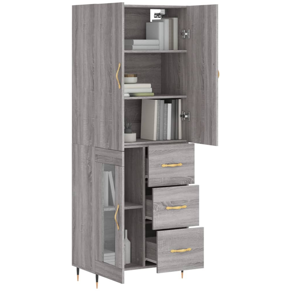 vidaXL 3 Door 3 Drawer Grey Sonoma Highboard Image 3