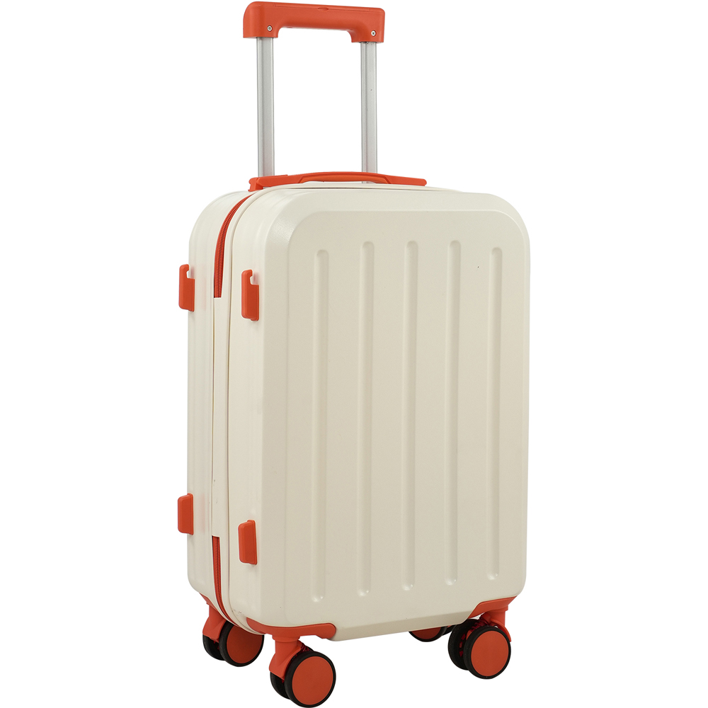 H&O Direct Orange and White ABS Hard Shell Suitcase with Cup Holder and USB Port 20 inch Image 1