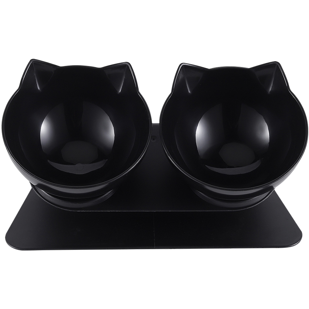 H&O Direct Black Double Bowl Elevated Tilted Pet Feeder with Stand Image 3