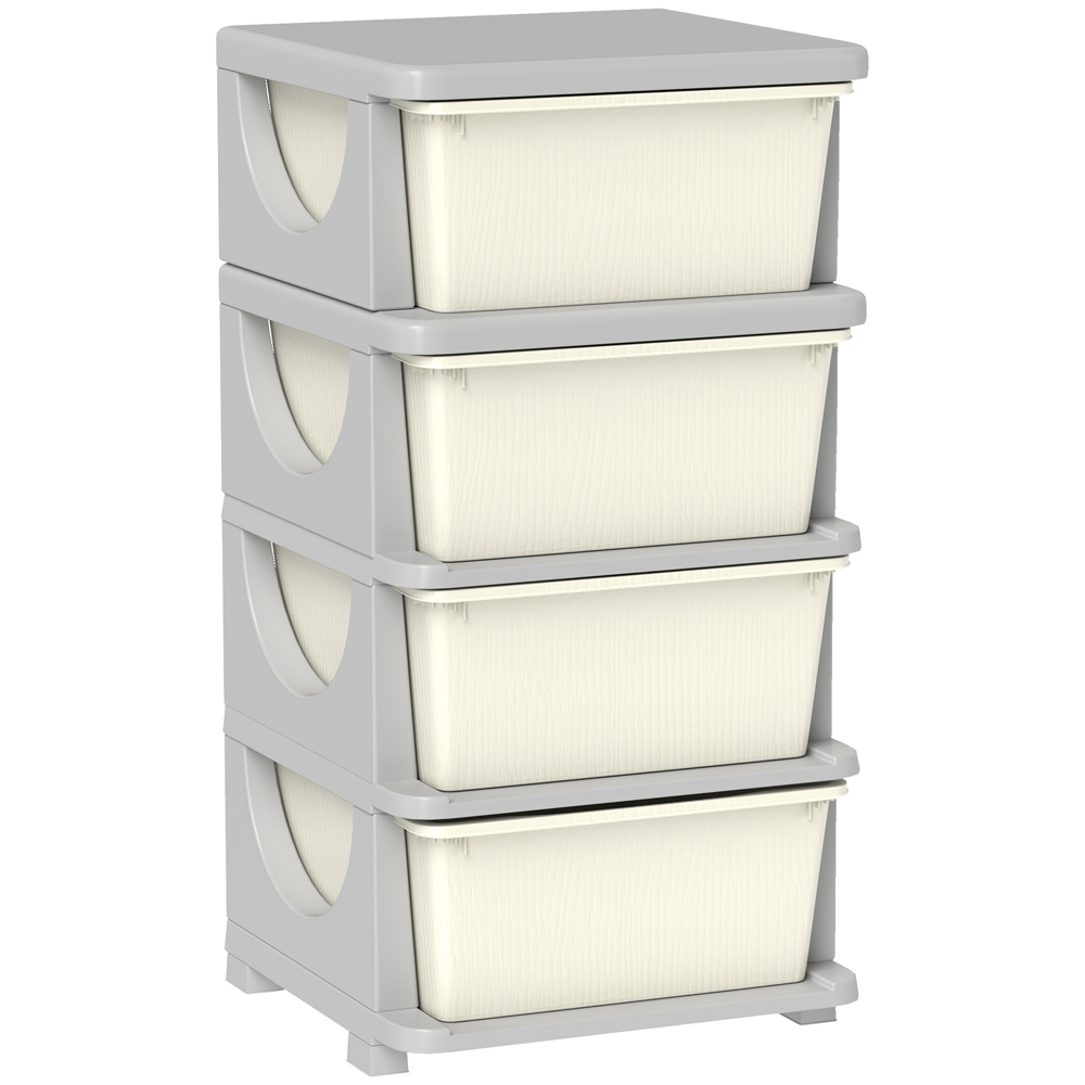 HOMCOM 4 Drawer Cream Kids Chest of Drawers Image 2