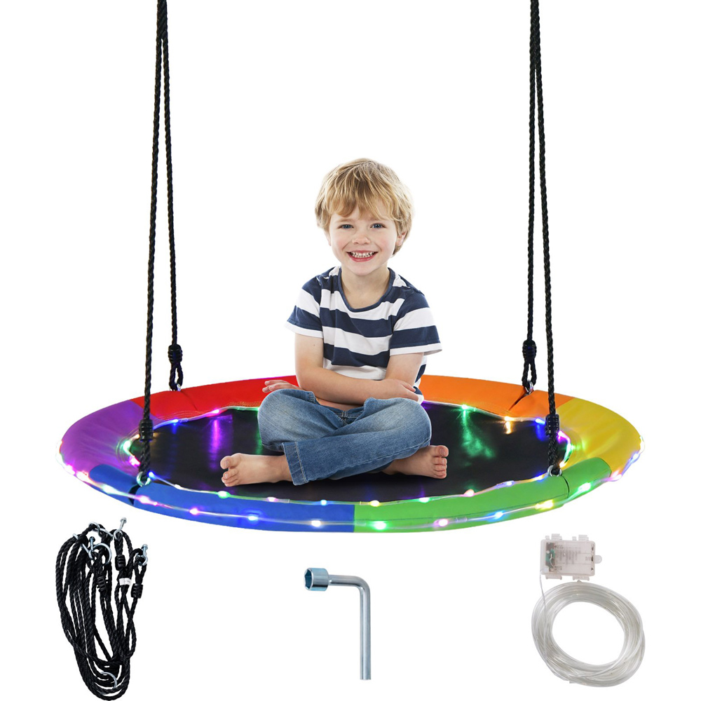 Costway Colourful LED Flying Saucer Tree Swing Image 3