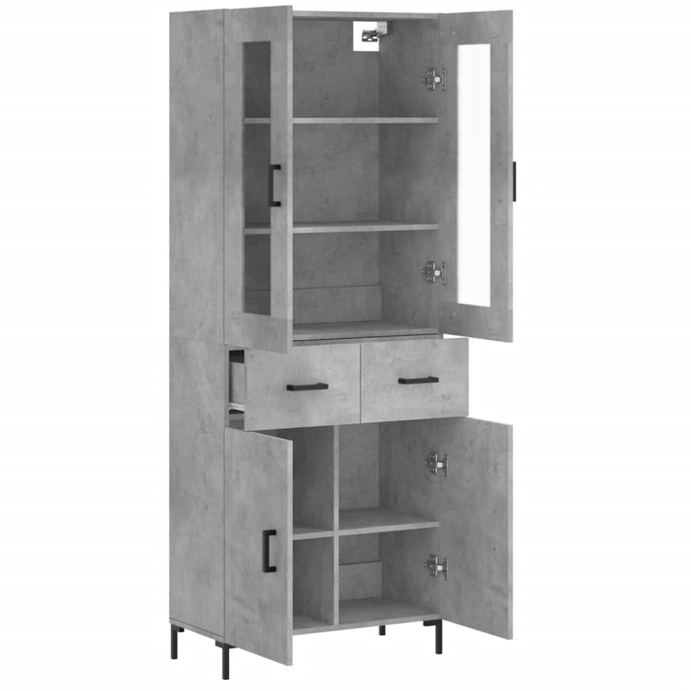 vidaXL 4 Door 2 Drawer Concrete Grey Highboard Image 4