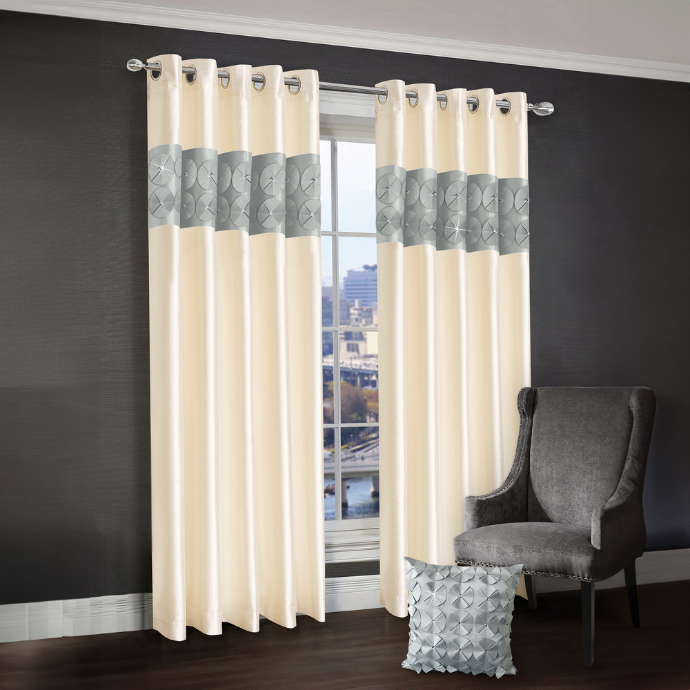 Intimates Vogue Diamante Silver Eyelet Curtains 168 x 183cm Image 1