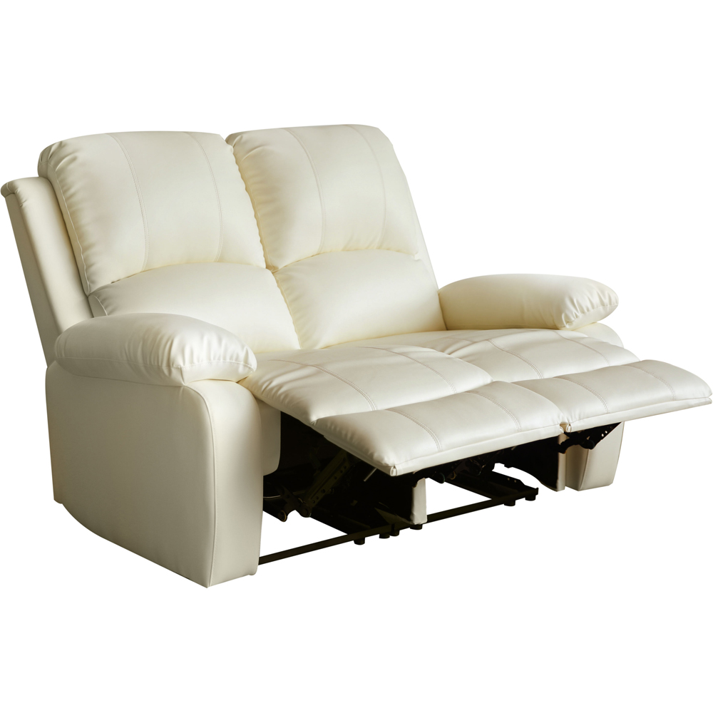 Brooklyn 2 Seater White Bonded Leather Manual Recliner Sofa Image 2