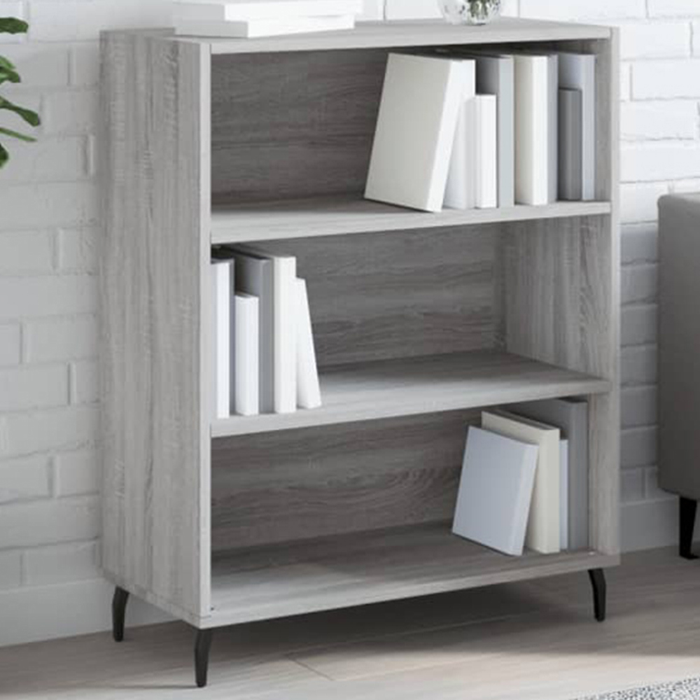 vidaXL 3 Open Shelf Grey Sonoma Shelf Cabinet Image 1