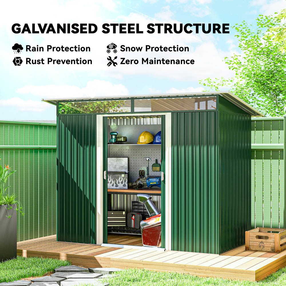 Outsunny 8.5 x 4.4ft Green Metal Pent Garden Shed Image 5
