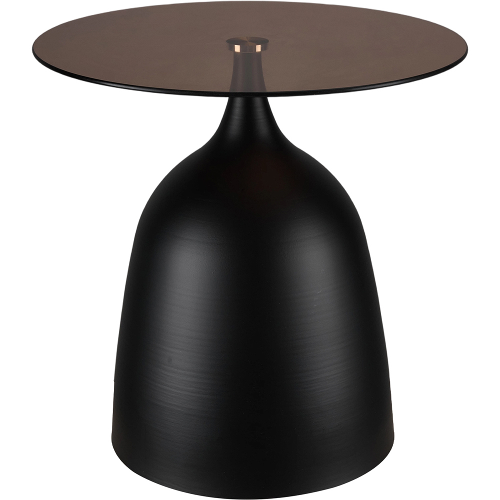 Living and Home Black Round Glass Bell Shaped Base Side Table Image 2