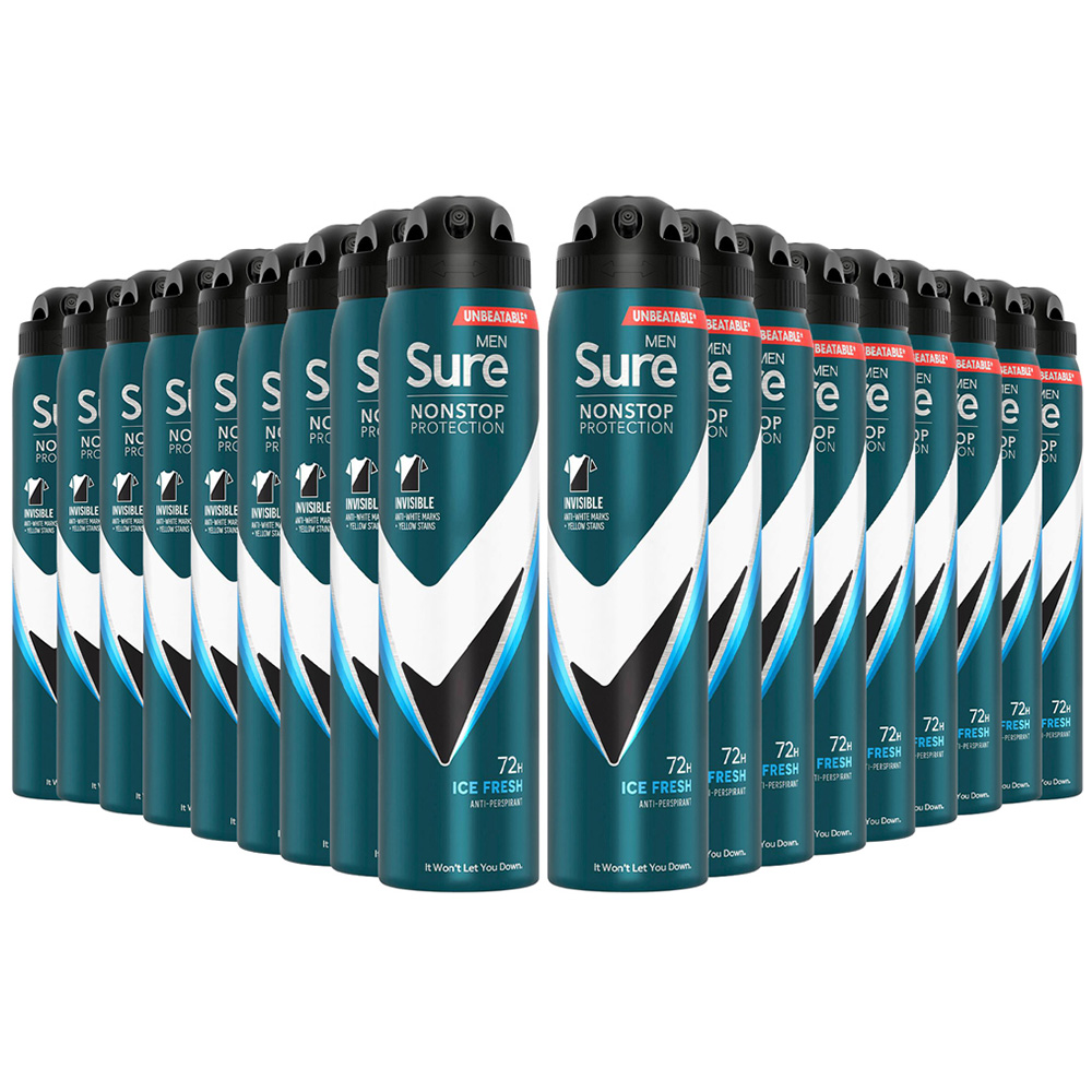 Sure Men Ice Fresh 72H Protection Invisible Anti-Perspirant Deodorant 250ml 18 Pack Image 1