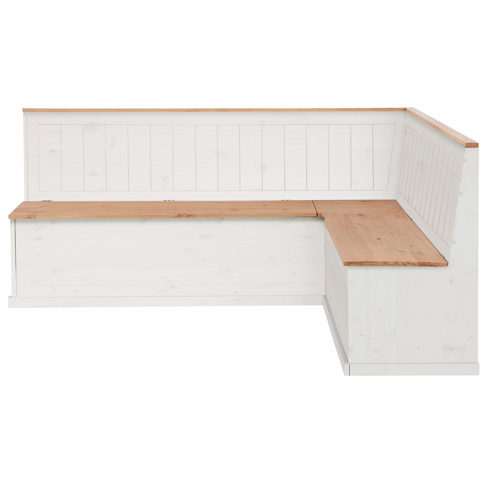 Loft24 Sara 4 Seater White Solid Pine Wood L-Shaped Corner Kitchen Bench Image 3
