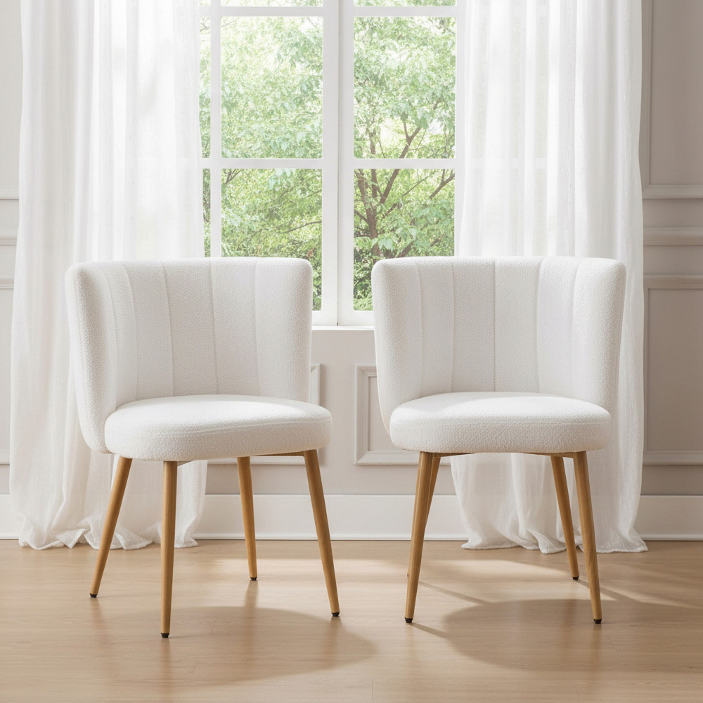 Living and Home Set of 2 Teddy Fleece Dining Chair Image 7