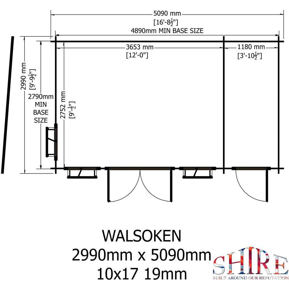 Shire Walsoken 10 x 17ft Dual-Purpose Pent Garden Log Cabin with Integral Storage Image 8