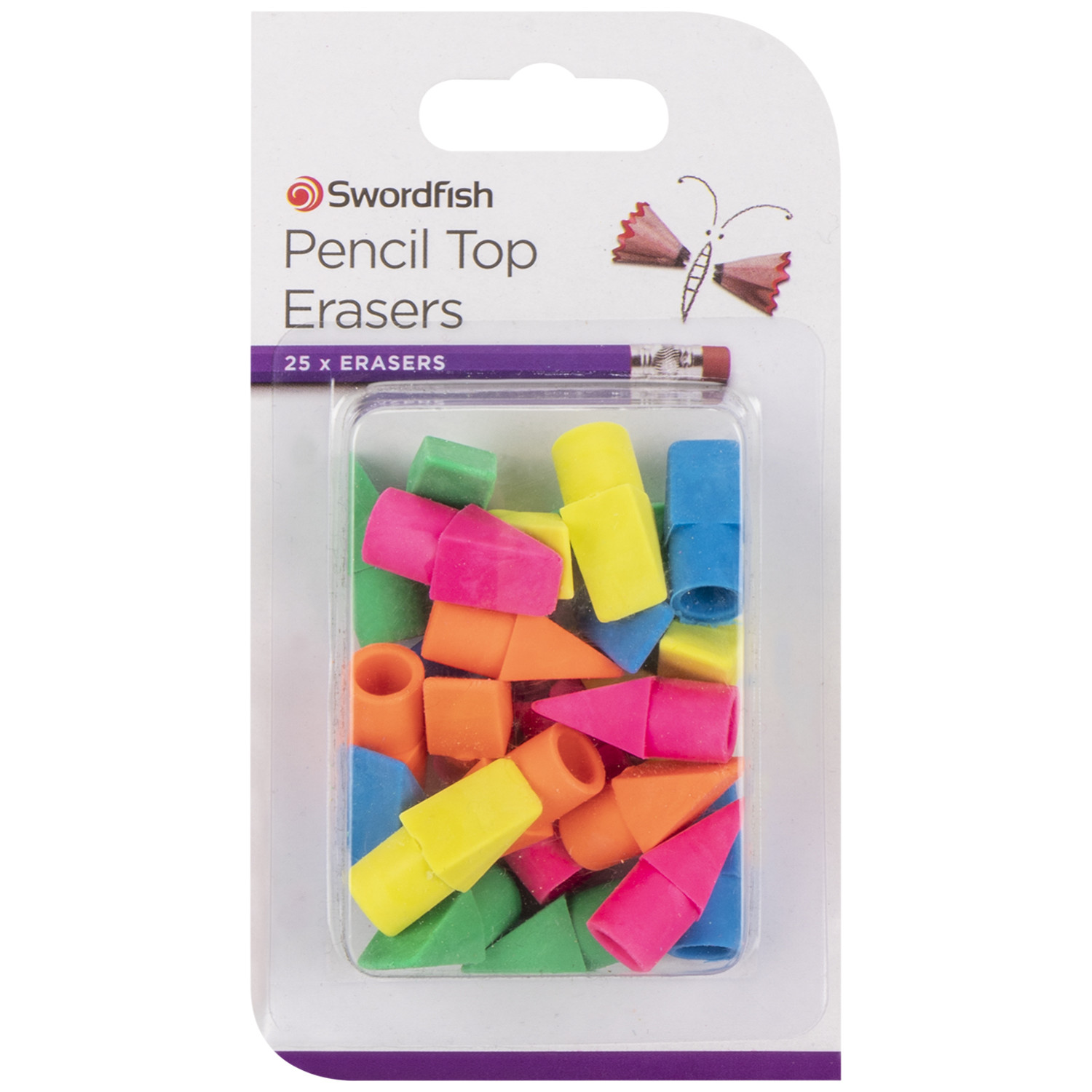 Multi Coloured Pencil Top Erasers Image