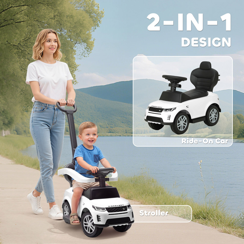 Tommy Toys AIYAPLAY 2-in-1 White Licensed Land Rover Baby Push Car with Guardrail Image 8