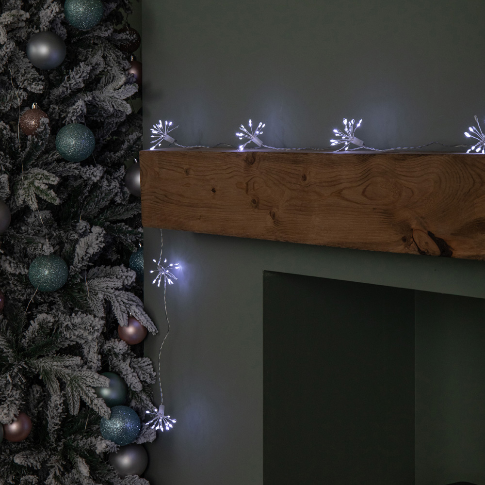 Samuel Alexander 200 White LED Set of 10 Twinkling Christmas Starburst String Lights 2.7m Image 6