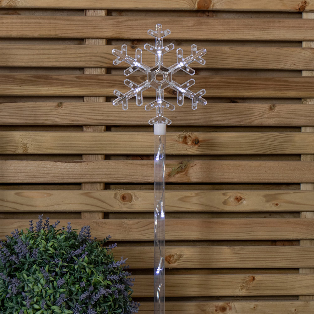 Samuel Alexander 4 Piece White LED Crystal Snowflake Christmas Path Light Set Image 3