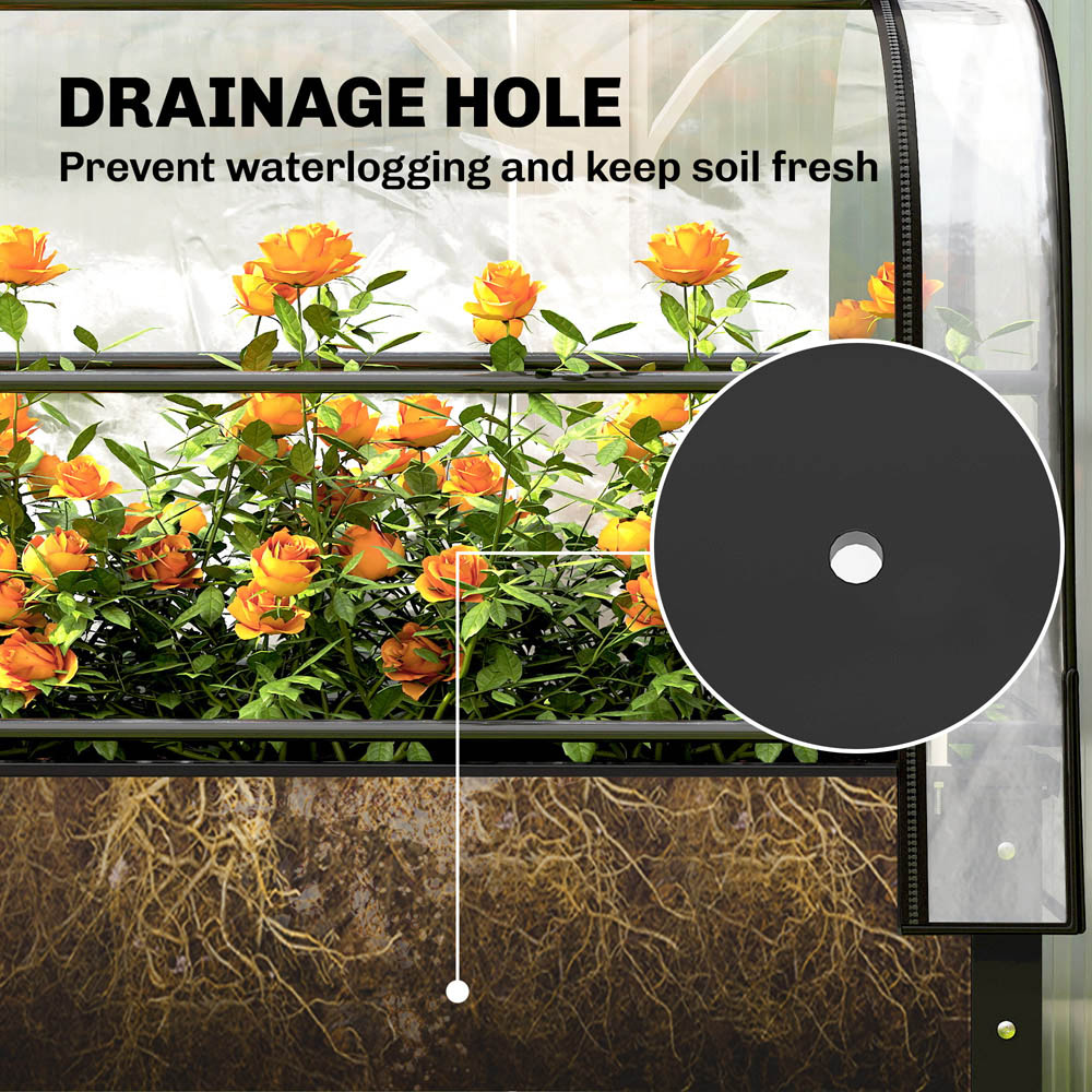 Outsunny Black Metal Raised Planter with Flip-Up Greenhouse 136 x 100 x 49cm Image 7