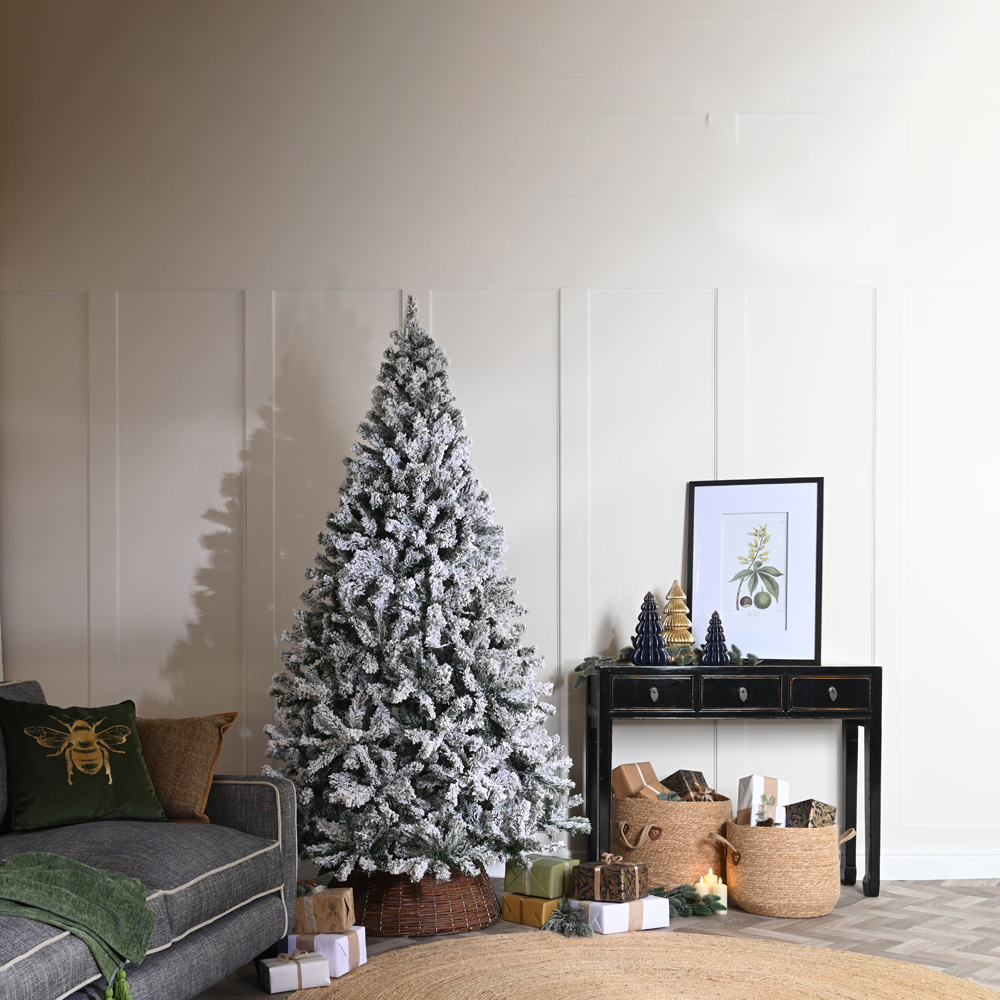 Festive Wentworth Flocked Fir Artificial Christmas Tree with Metal Base 6.9ft Image 2