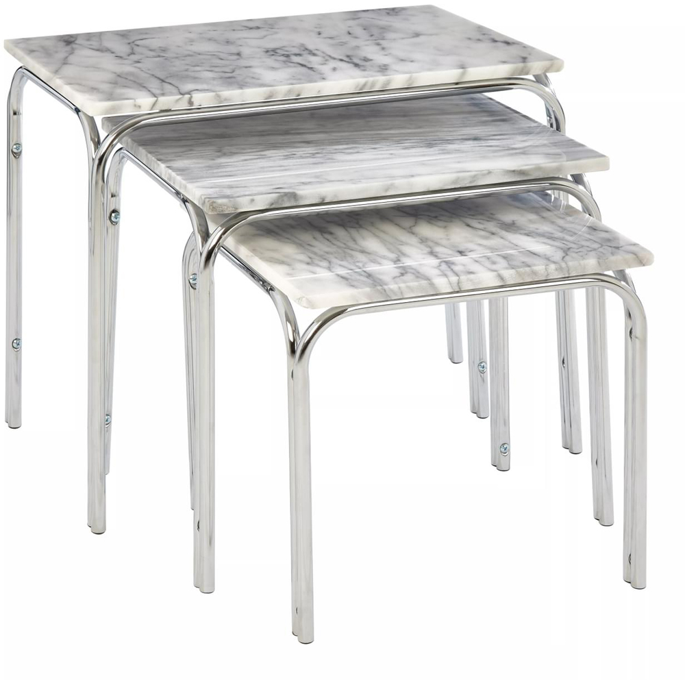 Premier Housewares Nested Tables with Chrome Base Set of 3 Image 3