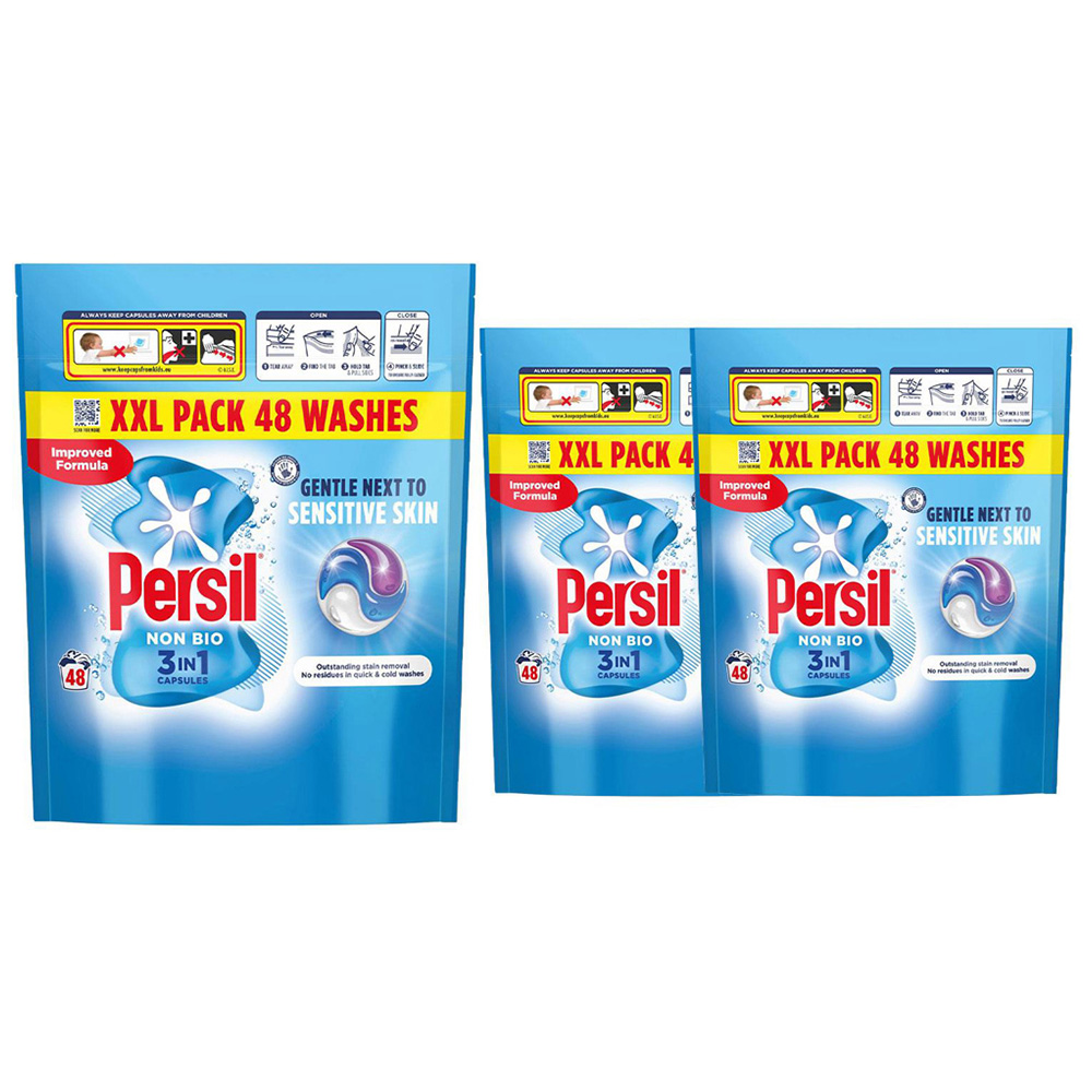 Persil 3 in 1 Non-Bio Washing Capsules 48 Washes 1012.8g 3 Pack Image 1