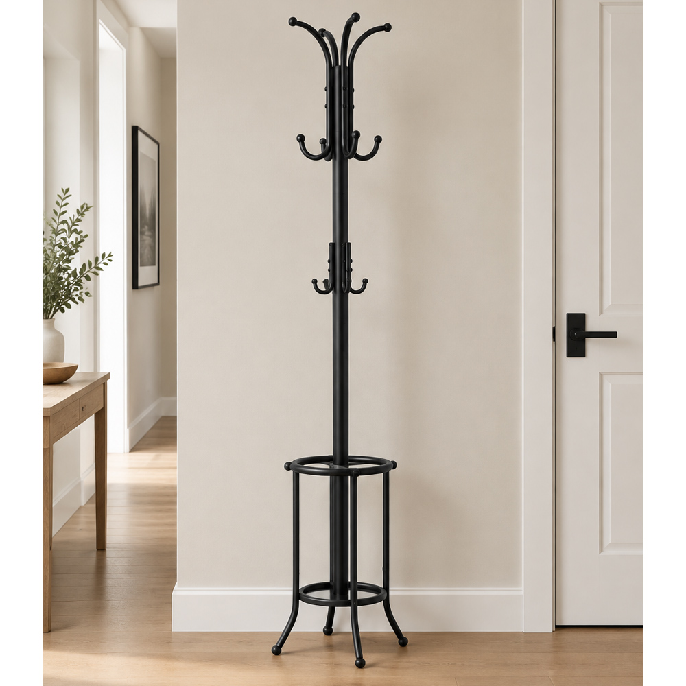 Modcraft Black Freestanding Coat Stand with Umbrella Storage Image 2