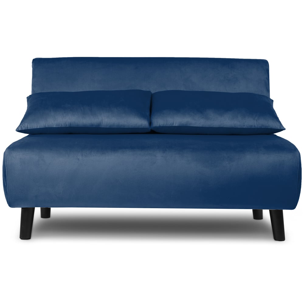 Aurora 2 Seater Blue Velvet Sofa Bed Image 3