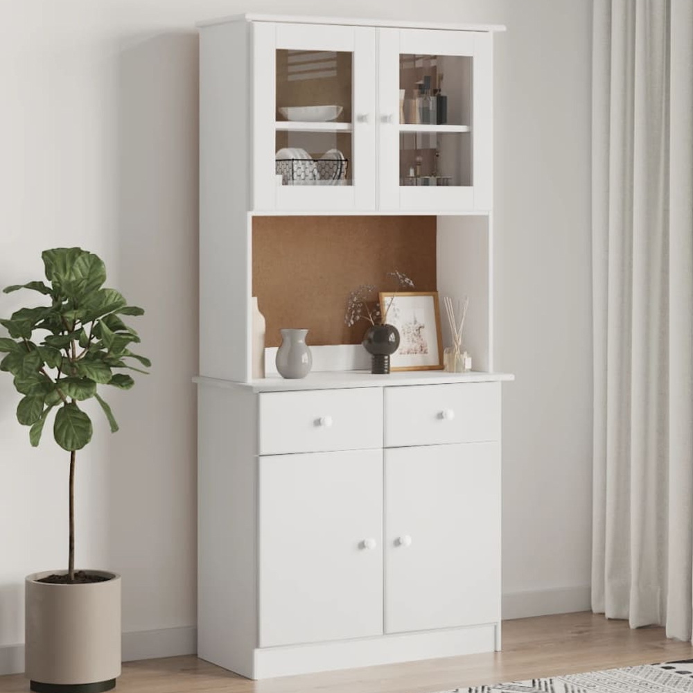 vidaXL Alta 4 Door 2 Drawer White Solid Wood Pine Highboard Image 1