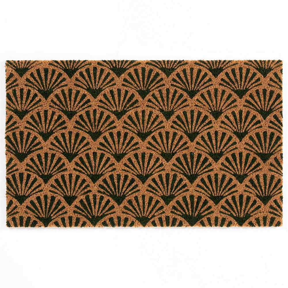 Astley Forest Green Scallop Coir Doormat 75 x 45cm Image 1