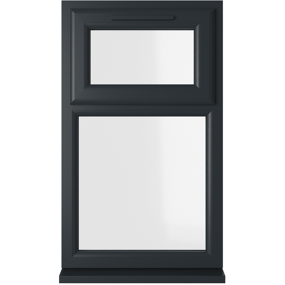 Crystal uPVC Double Glazed Window Top Hung Over Fixed Light Grey White Clear Glass 905x1040mm Image 1