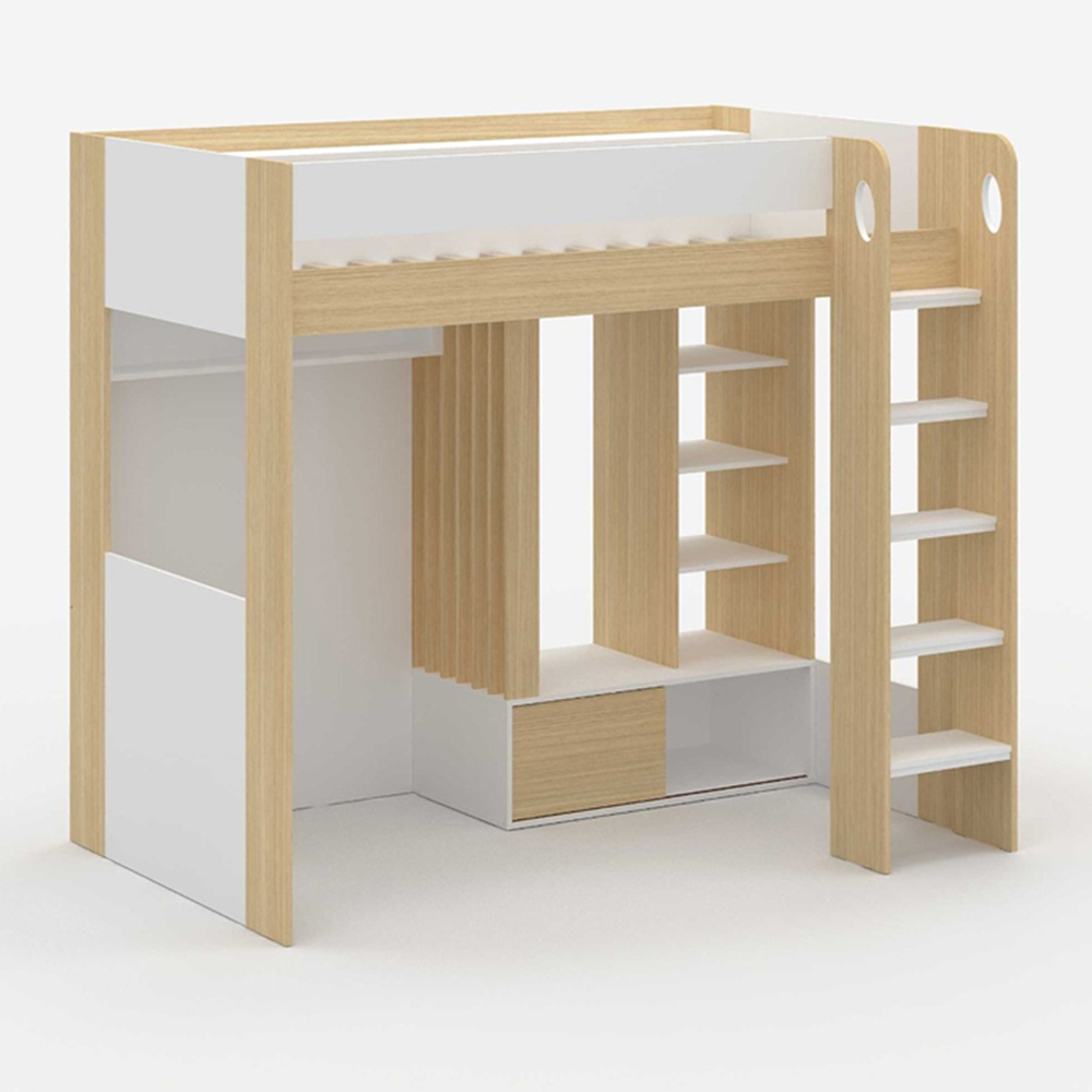 Flair Hampton Single White and Oak High Sleeper Frame Image 2