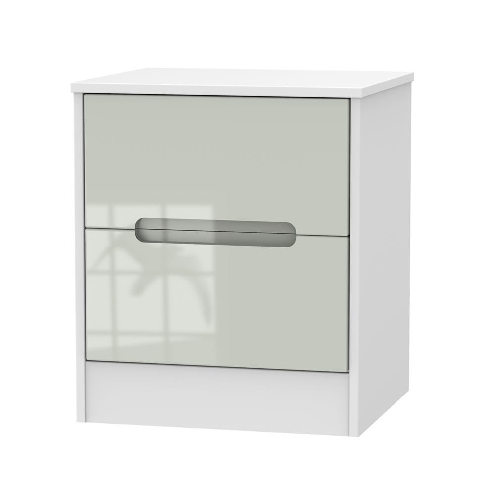 Malaga White and Grey 2 Drawer Bedside Cabinet Image 1
