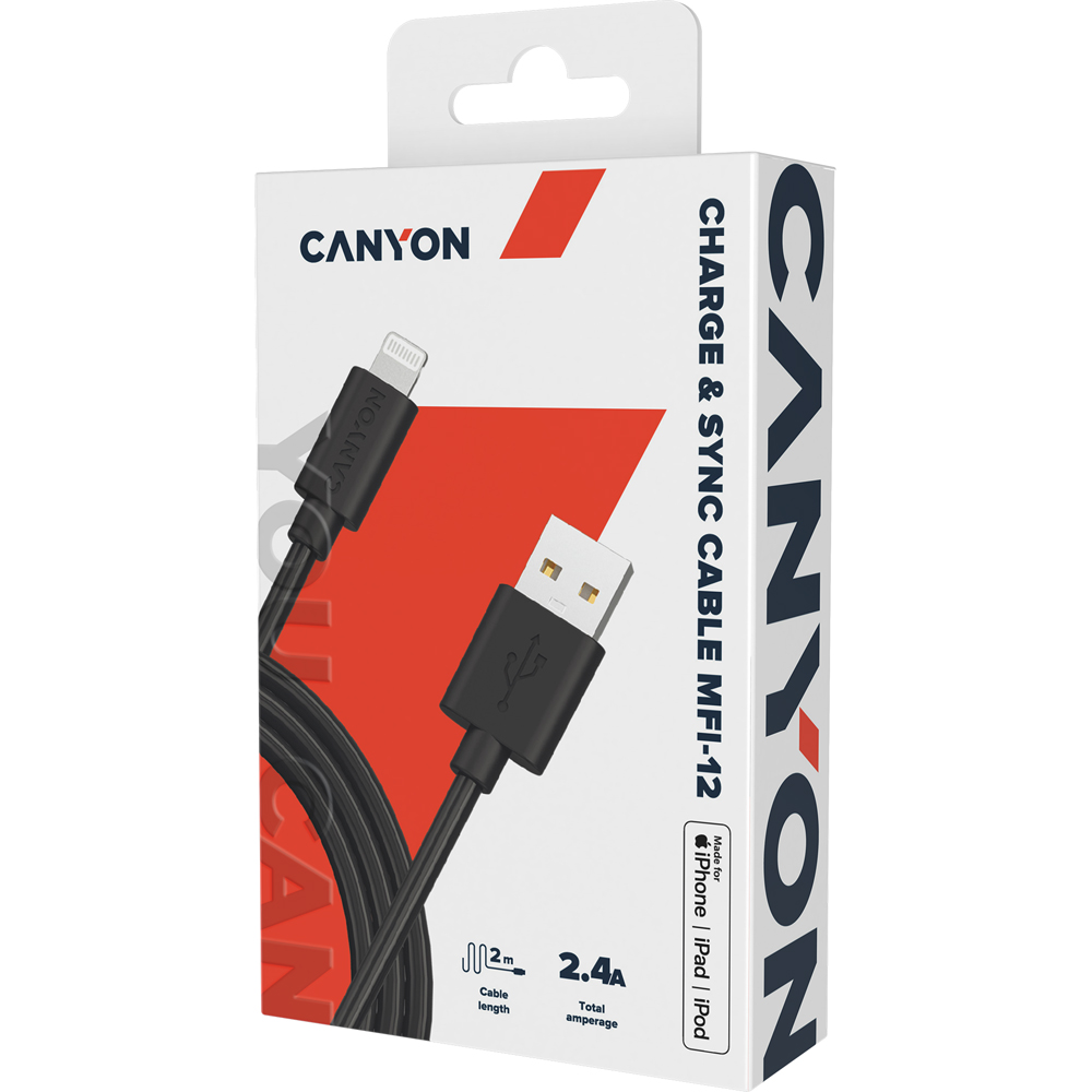 Canyon Black MFI Lightning Cable 2m Image 2