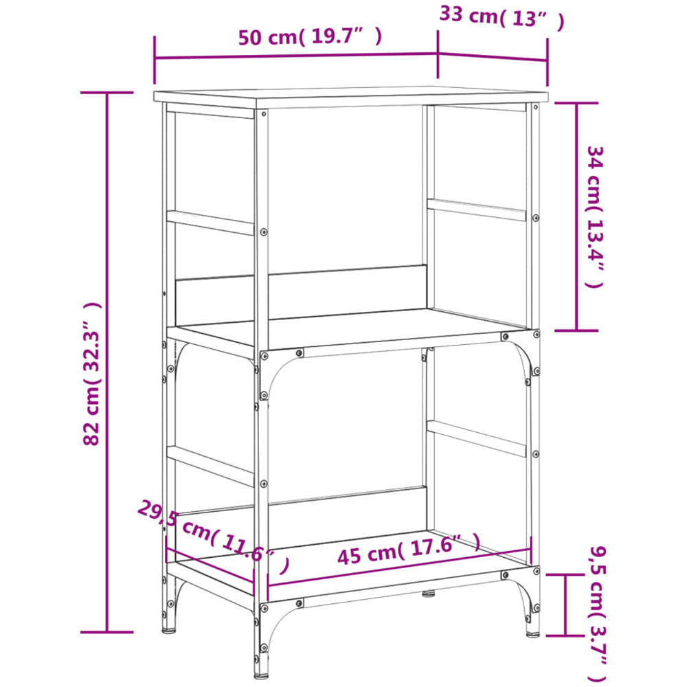 vidaXL 2 Shelf Sonoma Oak Wood and Steel Bookcase Image 9
