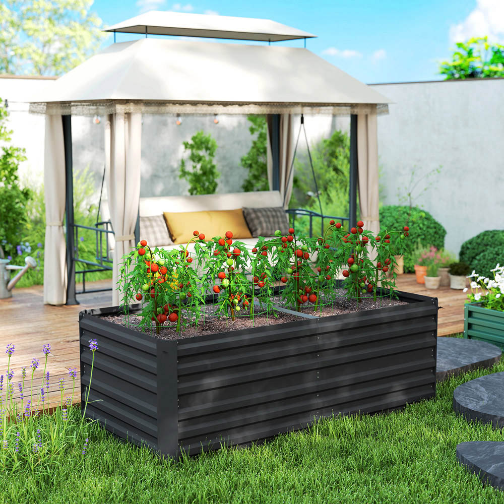 Outsunny Galvanised Steel Black Outdoor Raised Bed with Reinforced Rod 180 x 90cm Image 4
