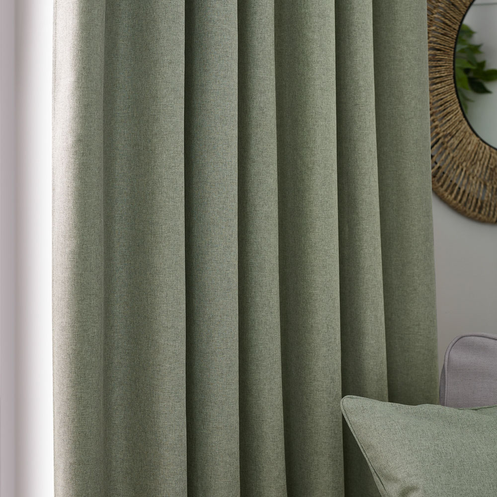 furn. Dawn Eucalyptus Blackout Pencil Pleat Curtains 117 x 183cm Image 3