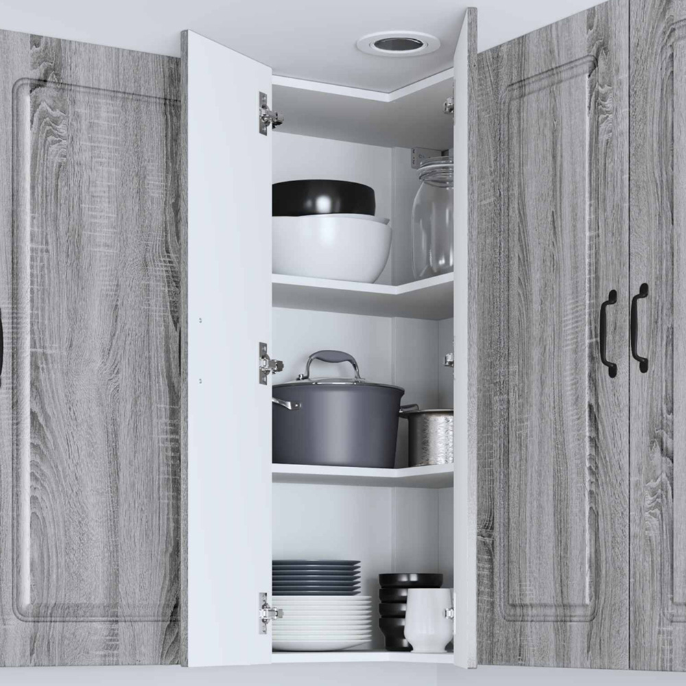 vidaXL 2 Door Grey Sonoma Kitchen Wall Corner Cabinet Image 1