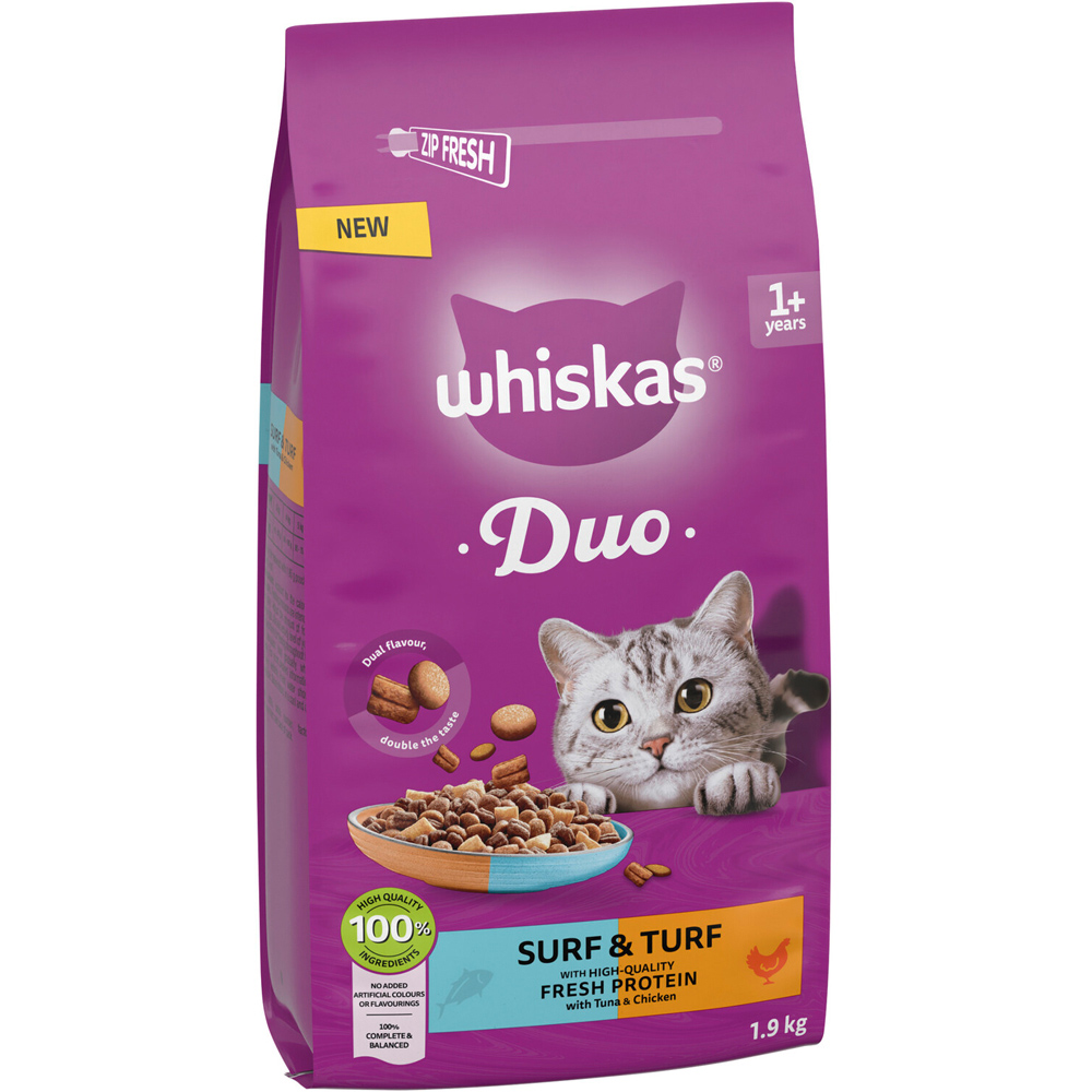 Whiskas 1 Plus Duo Surf and Turf Dry Cat Food Image 2
