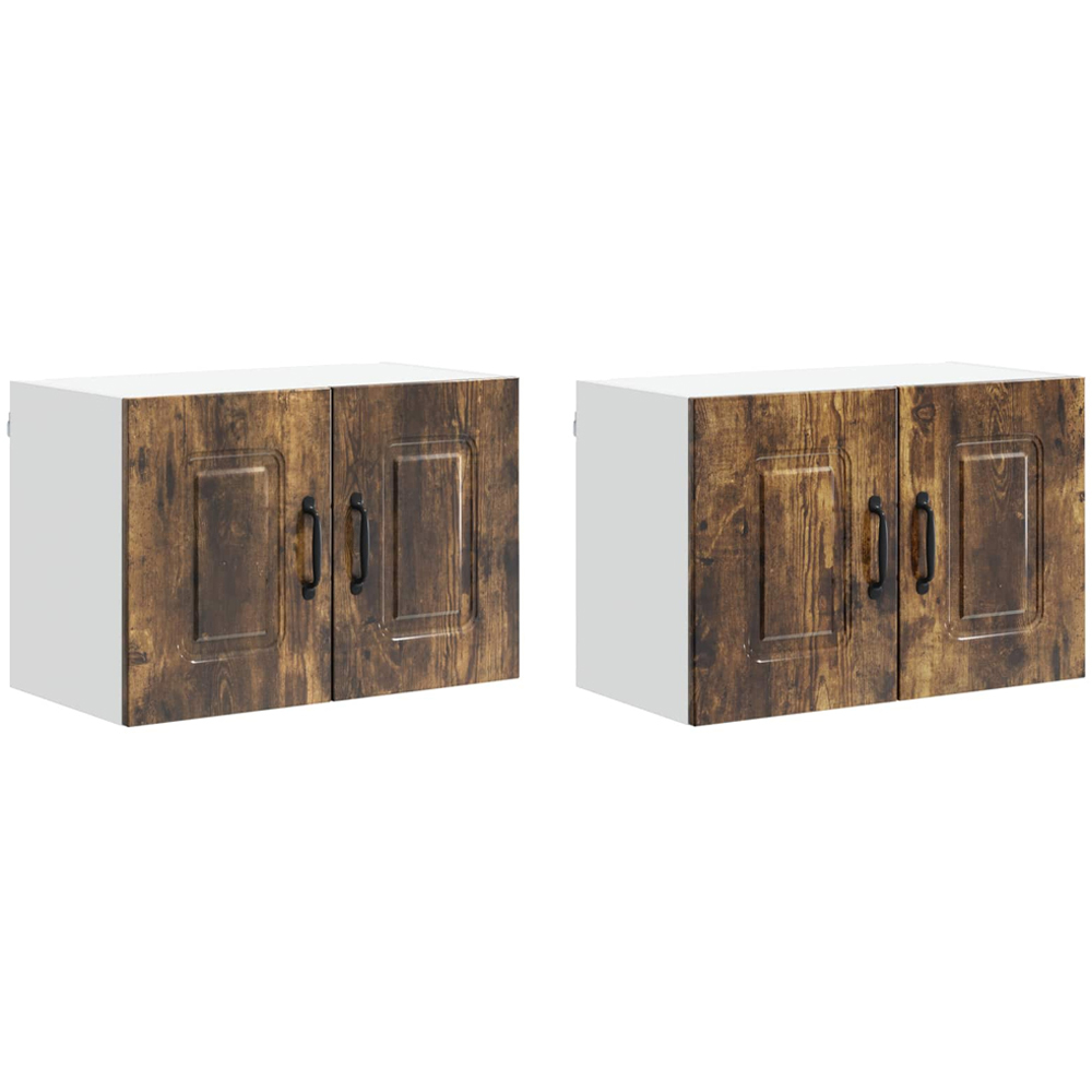 vidaXL Kalmar 2 Door Smoked Oak Wall Mounted Kitchen Cabinet Set of 2 Image 8