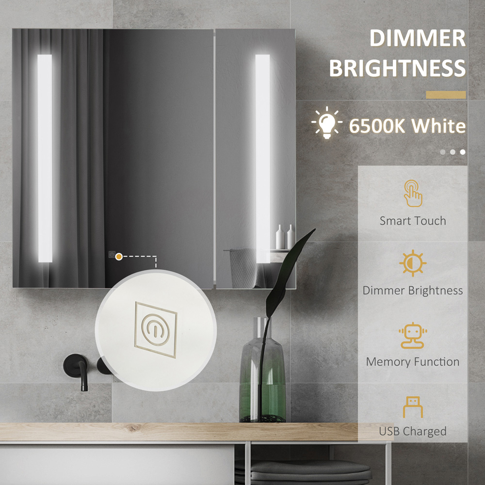 Kleankin White Illuminated Bathroom Cabinet Image 6