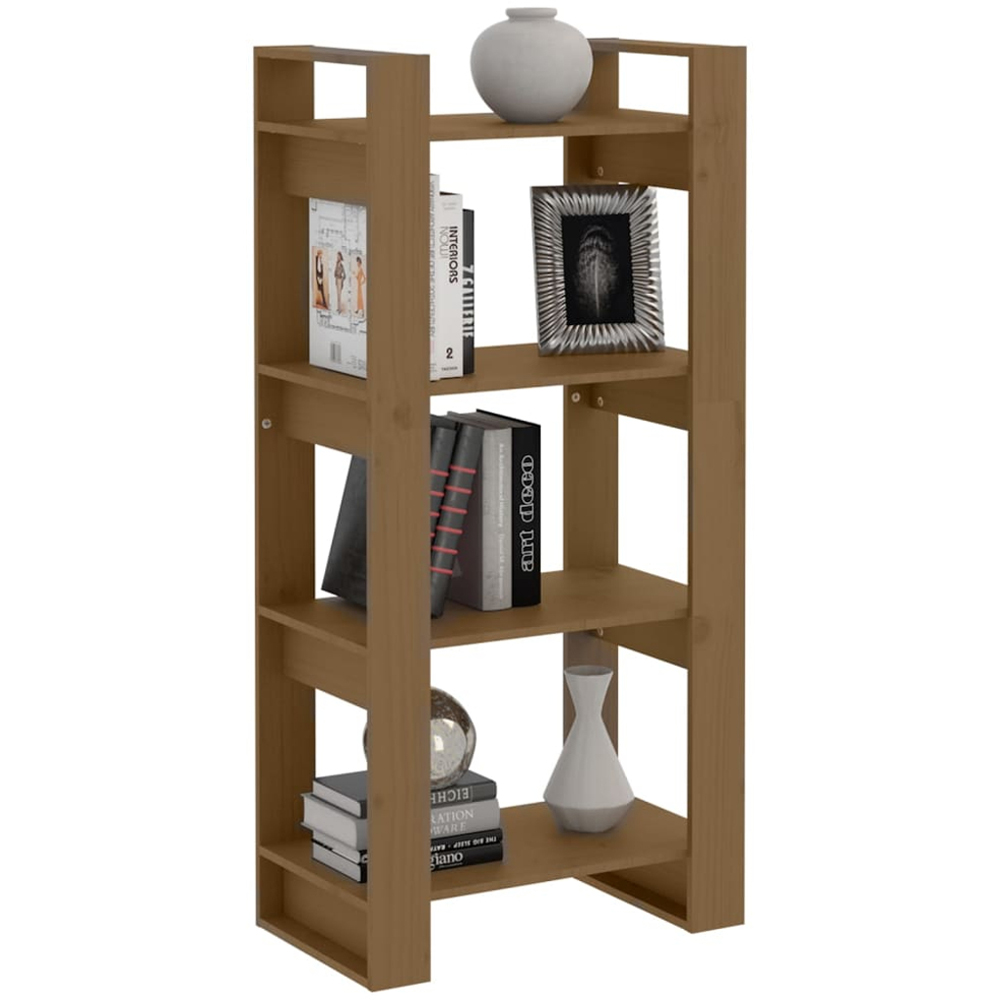 vidaXL 4 Shelf Honey Brown Solid Wood Bookcase Image 5