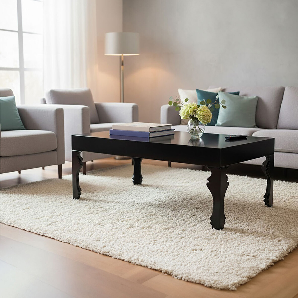 Premier Housewares High Gloss Black Rectangular Coffee Table Image 5