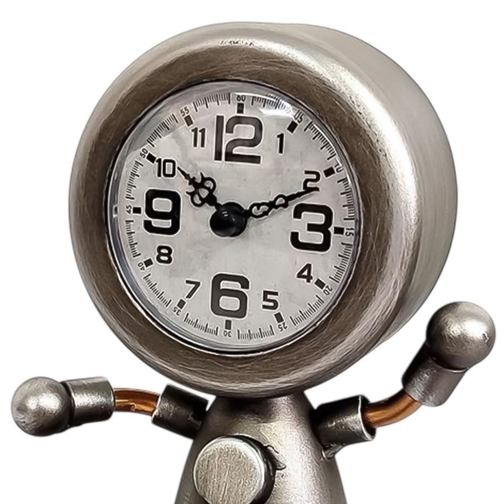 Acacia Home Silver Table Clock with Sitting Body 19cm Image 3